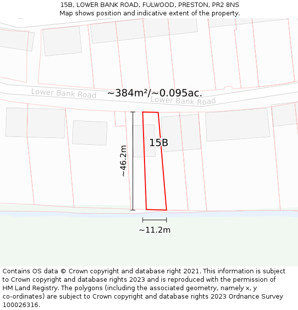 15B, LOWER BANK ROAD, FULWOOD, PRESTON, PR2 8NS: Plot and title map