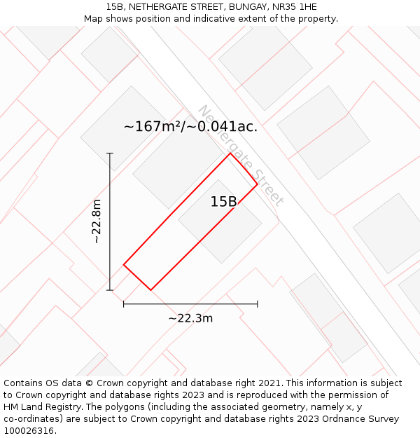 15B, NETHERGATE STREET, BUNGAY, NR35 1HE: Plot and title map