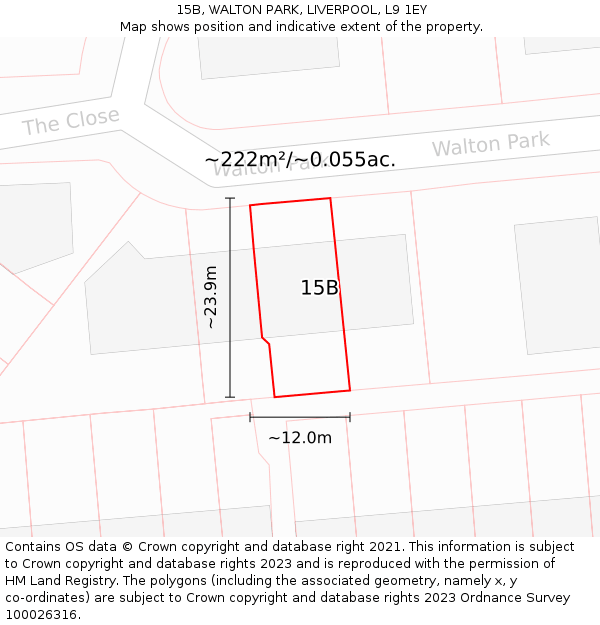 15B, WALTON PARK, LIVERPOOL, L9 1EY: Plot and title map