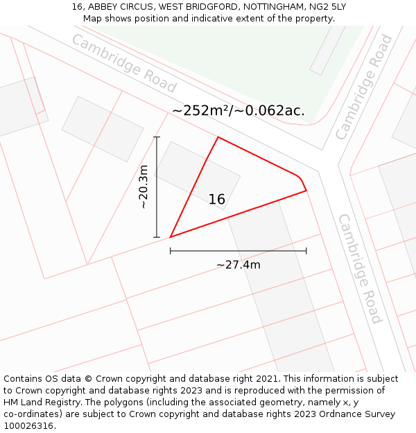 16, ABBEY CIRCUS, WEST BRIDGFORD, NOTTINGHAM, NG2 5LY: Plot and title map