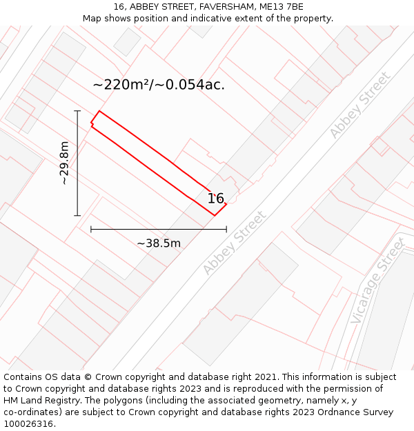 16, ABBEY STREET, FAVERSHAM, ME13 7BE: Plot and title map