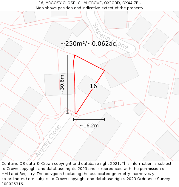16, ARGOSY CLOSE, CHALGROVE, OXFORD, OX44 7RU: Plot and title map