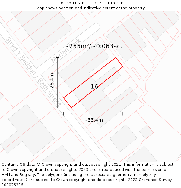 16, BATH STREET, RHYL, LL18 3EB: Plot and title map