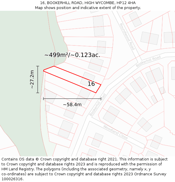 16, BOOKERHILL ROAD, HIGH WYCOMBE, HP12 4HA: Plot and title map