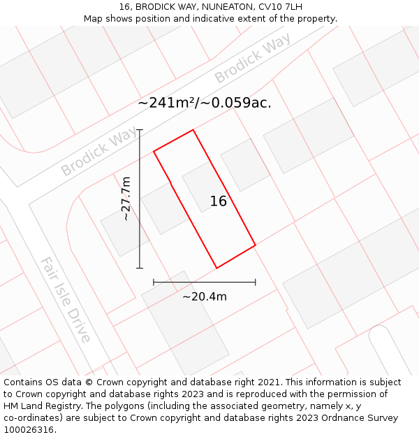 16, BRODICK WAY, NUNEATON, CV10 7LH: Plot and title map