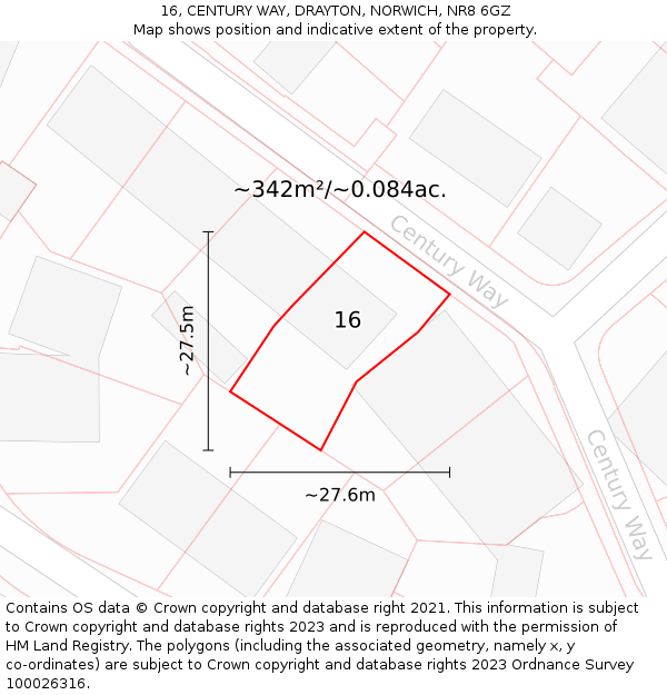 16, CENTURY WAY, DRAYTON, NORWICH, NR8 6GZ: Plot and title map