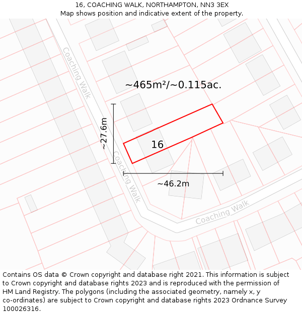 16, COACHING WALK, NORTHAMPTON, NN3 3EX: Plot and title map