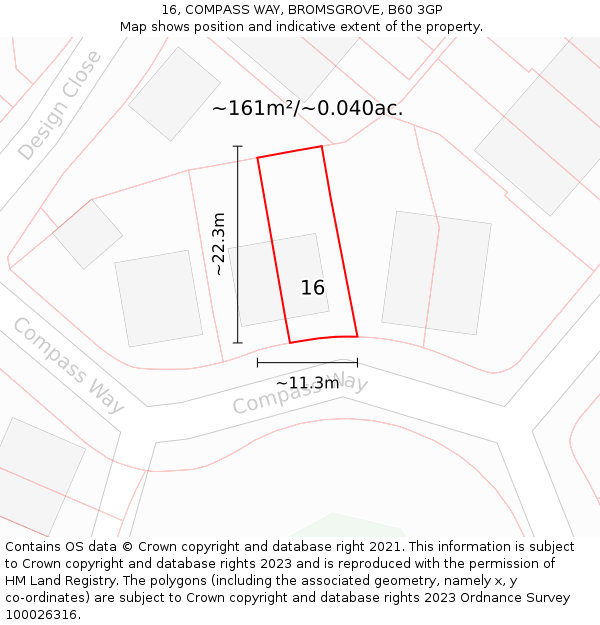 16, COMPASS WAY, BROMSGROVE, B60 3GP: Plot and title map