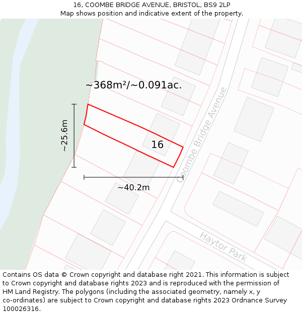 16, COOMBE BRIDGE AVENUE, BRISTOL, BS9 2LP: Plot and title map