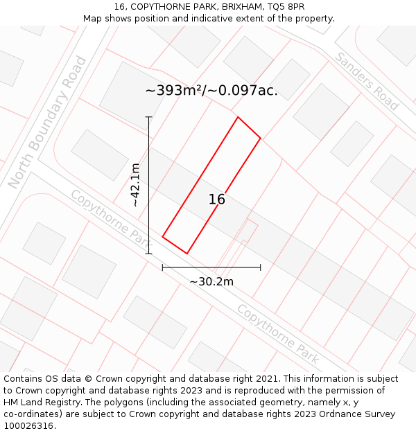 16, COPYTHORNE PARK, BRIXHAM, TQ5 8PR: Plot and title map