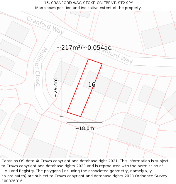 16, CRANFORD WAY, STOKE-ON-TRENT, ST2 9PY: Plot and title map