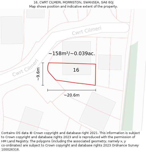 16, CWRT CILMERI, MORRISTON, SWANSEA, SA6 6GJ: Plot and title map