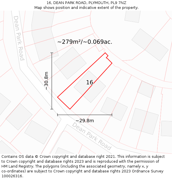 16, DEAN PARK ROAD, PLYMOUTH, PL9 7NZ: Plot and title map