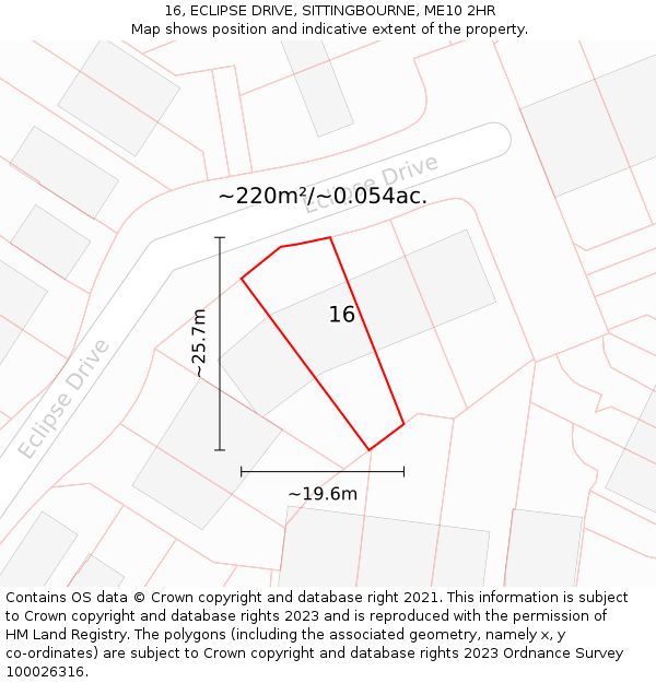 16, ECLIPSE DRIVE, SITTINGBOURNE, ME10 2HR: Plot and title map