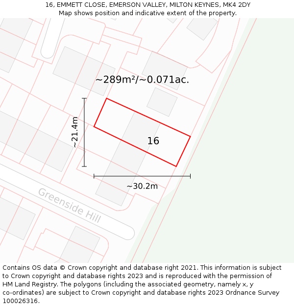 16, EMMETT CLOSE, EMERSON VALLEY, MILTON KEYNES, MK4 2DY: Plot and title map