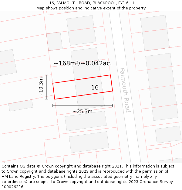 16, FALMOUTH ROAD, BLACKPOOL, FY1 6LH: Plot and title map