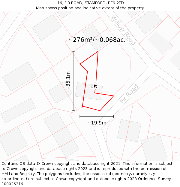 16, FIR ROAD, STAMFORD, PE9 2FD: Plot and title map