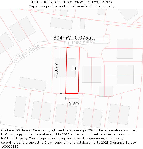 16, FIR TREE PLACE, THORNTON-CLEVELEYS, FY5 3DP: Plot and title map