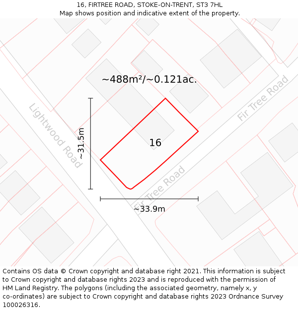 16, FIRTREE ROAD, STOKE-ON-TRENT, ST3 7HL: Plot and title map