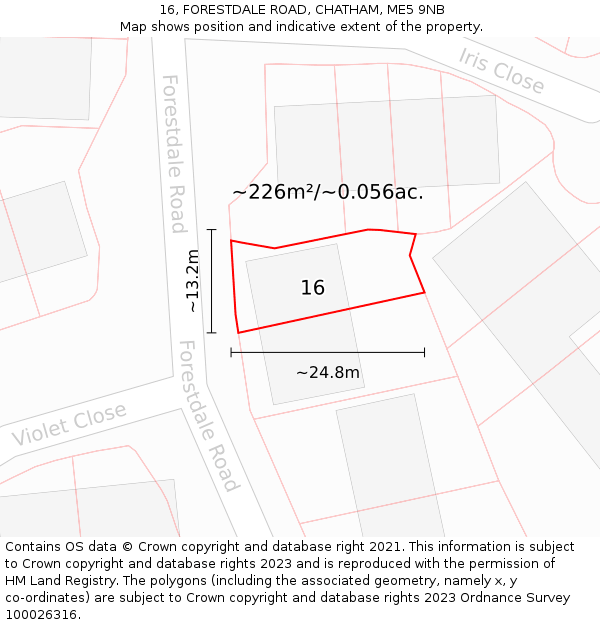 16, FORESTDALE ROAD, CHATHAM, ME5 9NB: Plot and title map