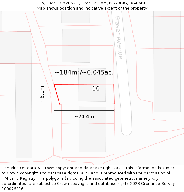 16, FRASER AVENUE, CAVERSHAM, READING, RG4 6RT: Plot and title map