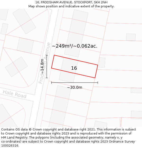 16, FRODSHAM AVENUE, STOCKPORT, SK4 2NH: Plot and title map