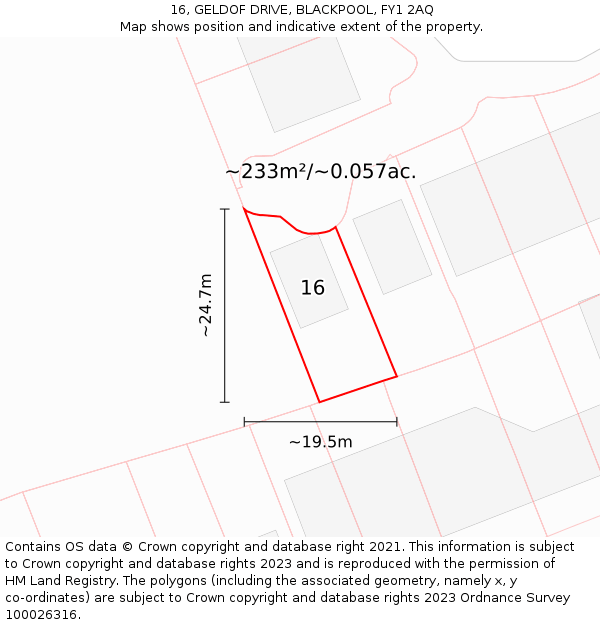 16, GELDOF DRIVE, BLACKPOOL, FY1 2AQ: Plot and title map