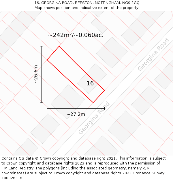 16, GEORGINA ROAD, BEESTON, NOTTINGHAM, NG9 1GQ: Plot and title map