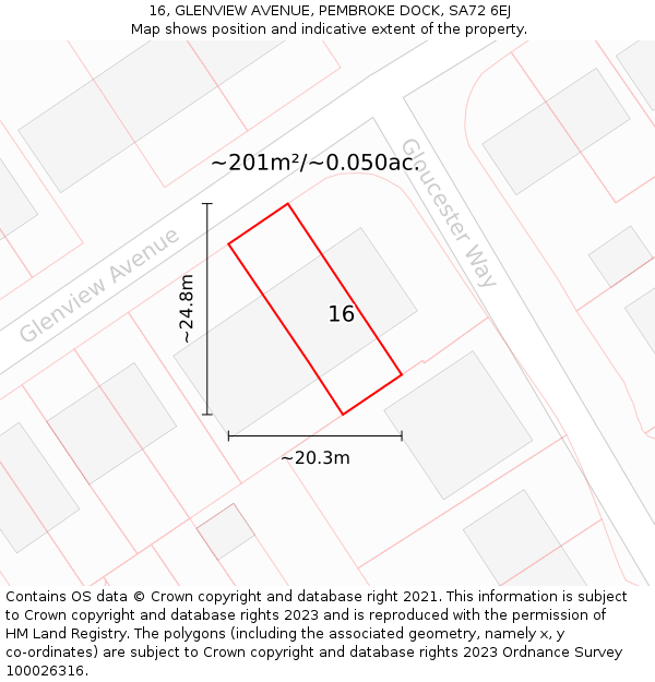 16, GLENVIEW AVENUE, PEMBROKE DOCK, SA72 6EJ: Plot and title map