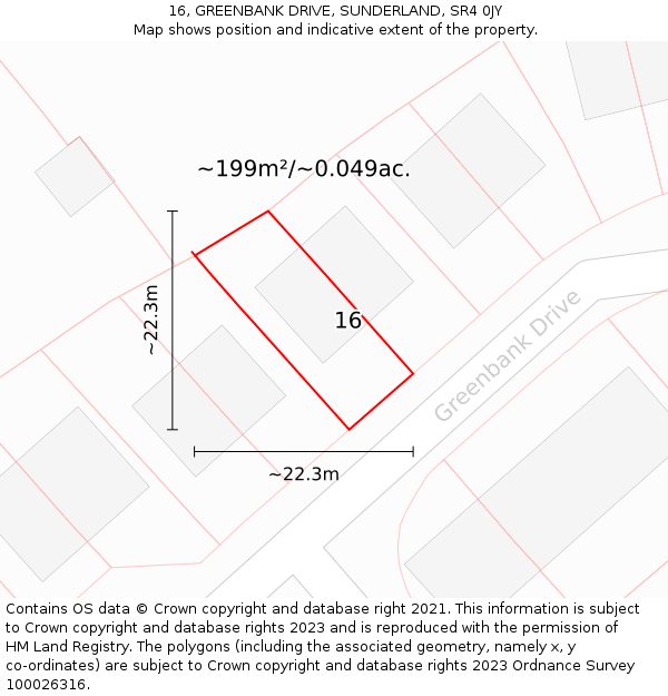 16, GREENBANK DRIVE, SUNDERLAND, SR4 0JY: Plot and title map