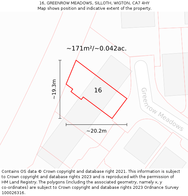 16, GREENROW MEADOWS, SILLOTH, WIGTON, CA7 4HY: Plot and title map