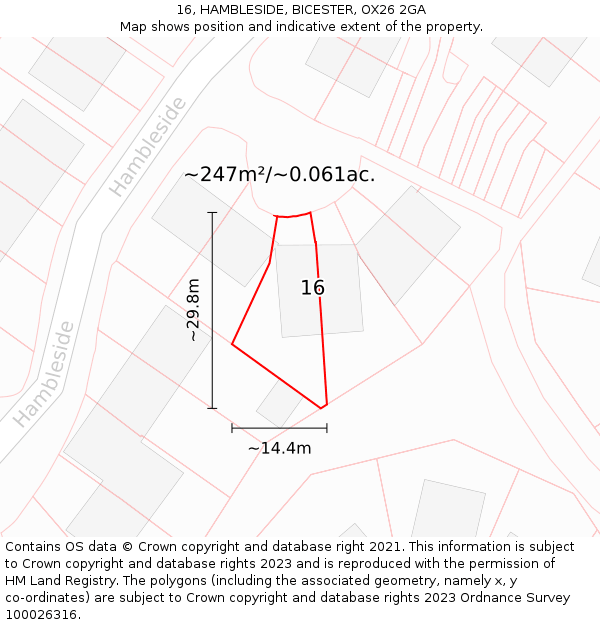 16, HAMBLESIDE, BICESTER, OX26 2GA: Plot and title map