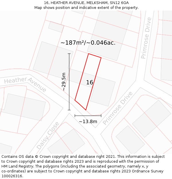 16, HEATHER AVENUE, MELKSHAM, SN12 6GA: Plot and title map