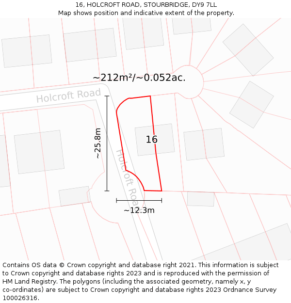 16, HOLCROFT ROAD, STOURBRIDGE, DY9 7LL: Plot and title map