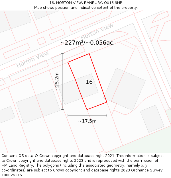 16, HORTON VIEW, BANBURY, OX16 9HR: Plot and title map