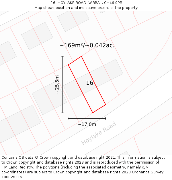 16, HOYLAKE ROAD, WIRRAL, CH46 9PB: Plot and title map