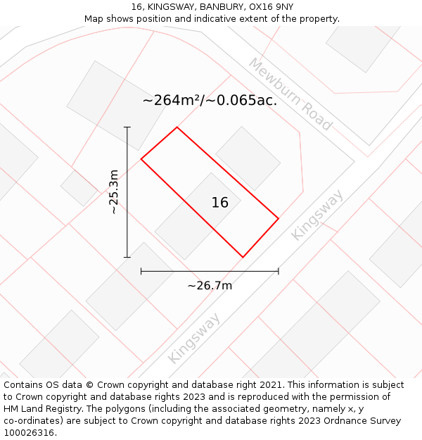 16, KINGSWAY, BANBURY, OX16 9NY: Plot and title map