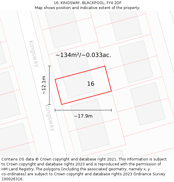 16, KINGSWAY, BLACKPOOL, FY4 2DF: Plot and title map