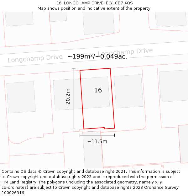 16, LONGCHAMP DRIVE, ELY, CB7 4QS: Plot and title map