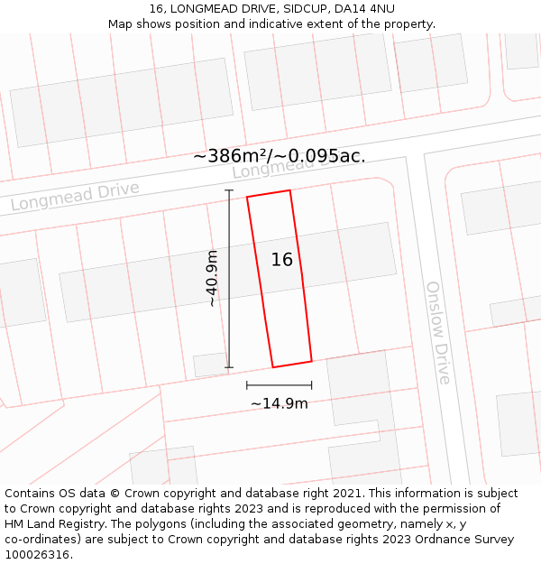 16, LONGMEAD DRIVE, SIDCUP, DA14 4NU: Plot and title map