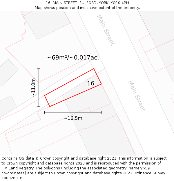 16, MAIN STREET, FULFORD, YORK, YO10 4PH: Plot and title map