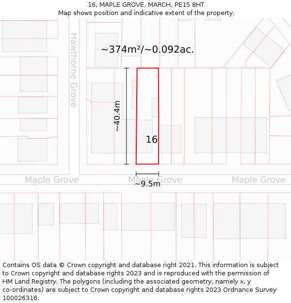 16, MAPLE GROVE, MARCH, PE15 8HT: Plot and title map