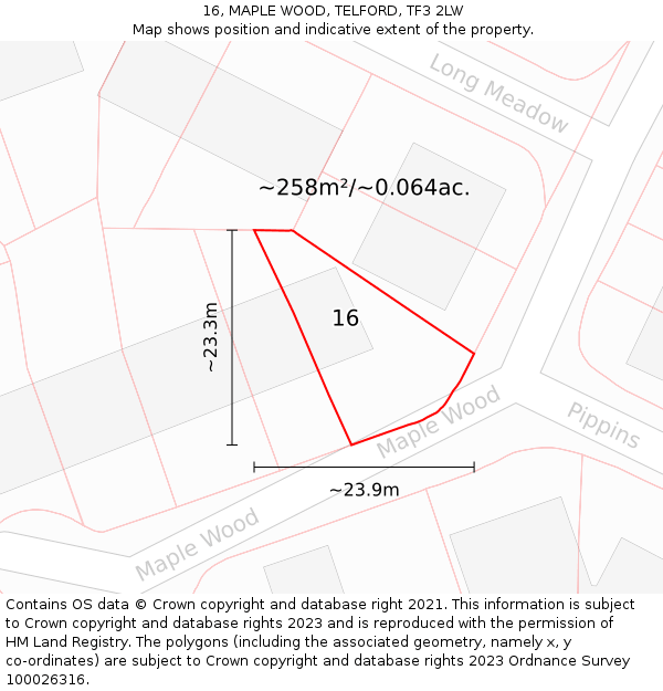 16, MAPLE WOOD, TELFORD, TF3 2LW: Plot and title map