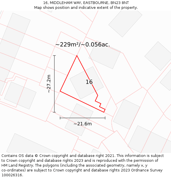 16, MIDDLEHAM WAY, EASTBOURNE, BN23 8NT: Plot and title map