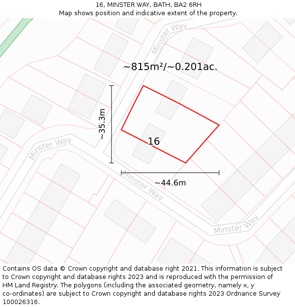 16, MINSTER WAY, BATH, BA2 6RH: Plot and title map