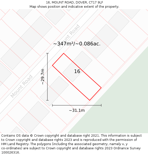 16, MOUNT ROAD, DOVER, CT17 9LF: Plot and title map