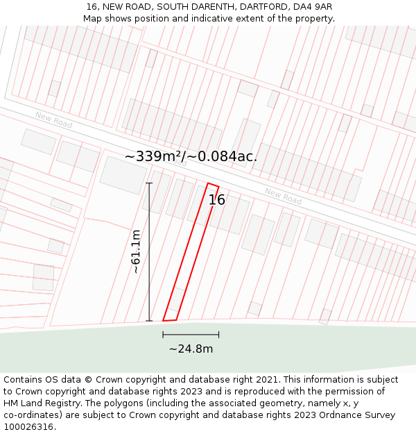 16, NEW ROAD, SOUTH DARENTH, DARTFORD, DA4 9AR: Plot and title map