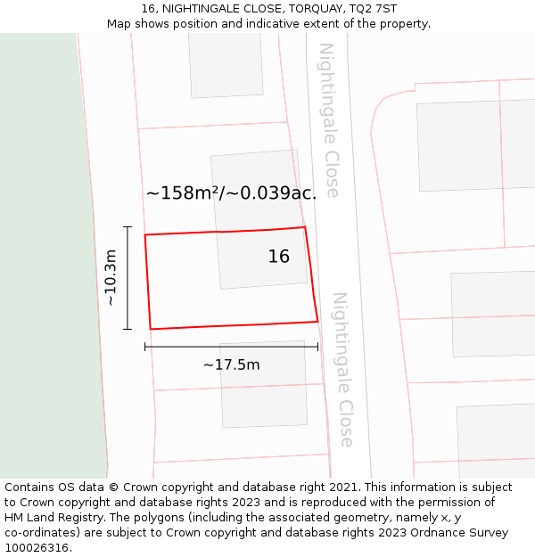 16, NIGHTINGALE CLOSE, TORQUAY, TQ2 7ST: Plot and title map