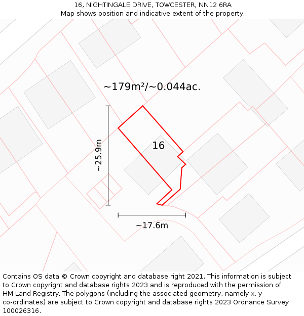 16, NIGHTINGALE DRIVE, TOWCESTER, NN12 6RA: Plot and title map