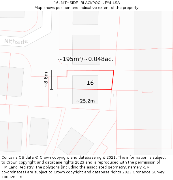 16, NITHSIDE, BLACKPOOL, FY4 4SA: Plot and title map